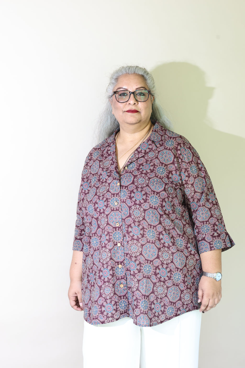 Maroon Jaipuri Hand Block Printed Floral Cotton Shirt
