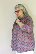Maroon Jaipuri Hand Block Printed Floral Cotton Shirt