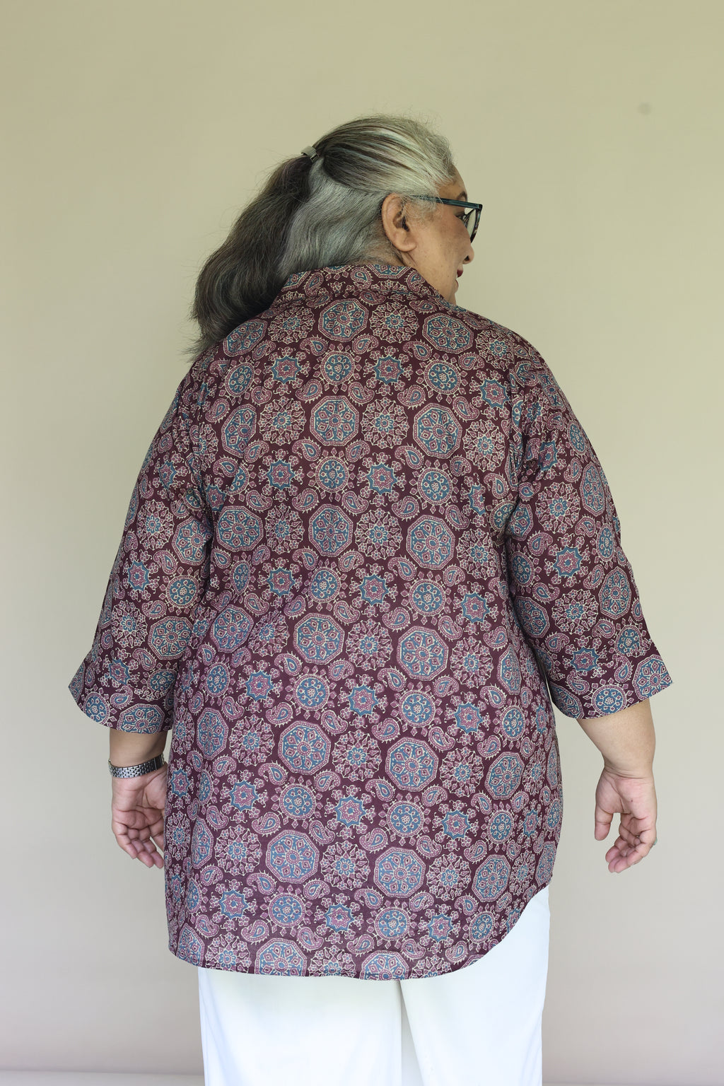 Maroon Jaipuri Hand Block Printed Floral Cotton Shirt
