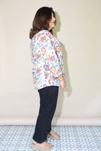 White Jaipuri Hand Block Printed Floral Cotton Shirt