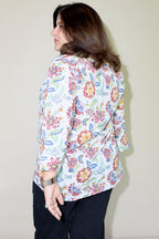 White Jaipuri Hand Block Printed Floral Cotton Shirt