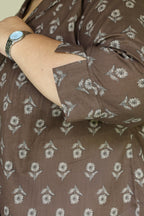 Brown Jaipuri Hand Block Printed Floral Cotton Shirt