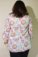 Grey-Blue Jaipuri Hand Block Printed Floral Cotton Shirt