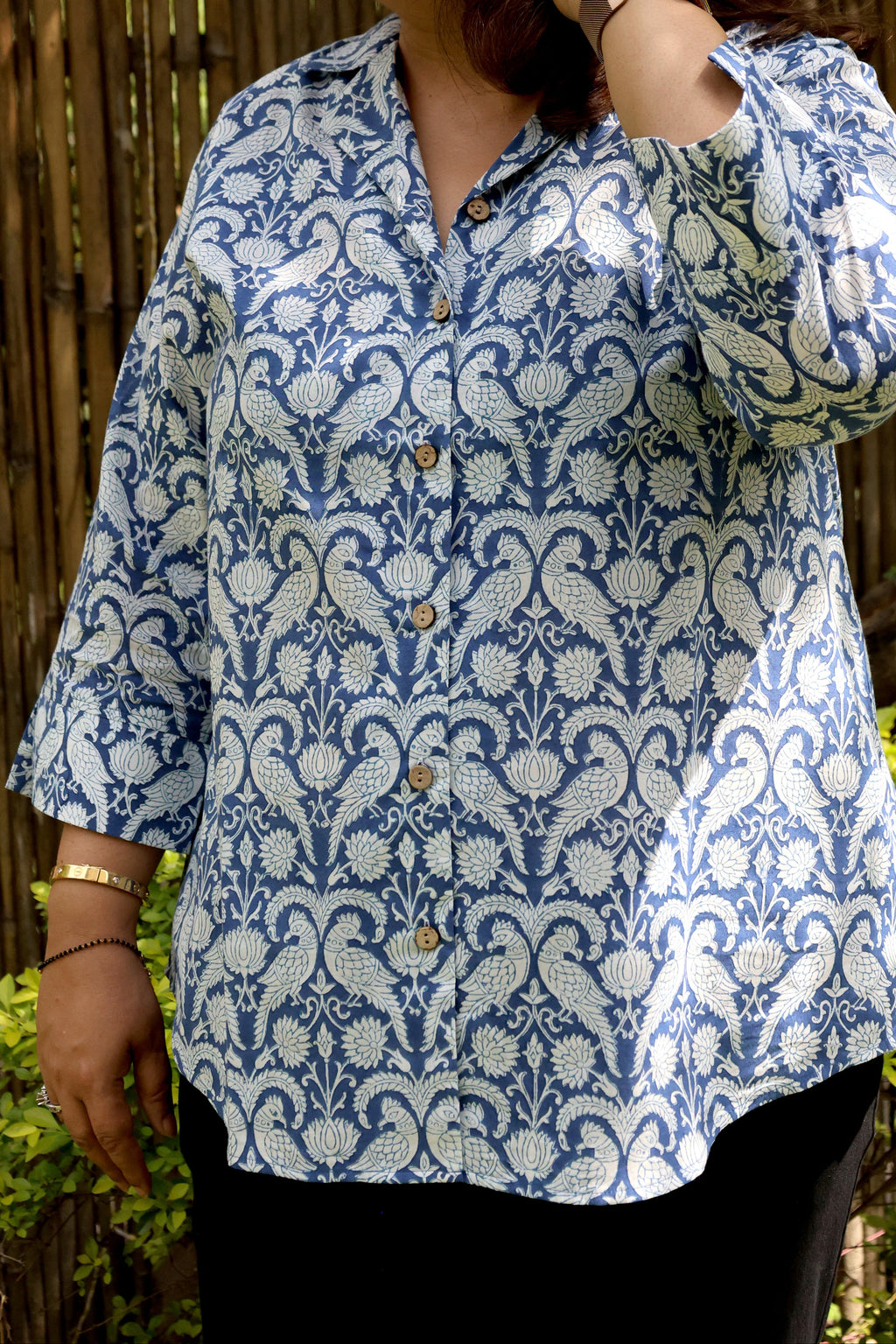 Blue Jaipuri Hand Block Printed Cotton Shirt