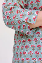 Green Jaipuri Hand Block Printed Floral Cotton Shirt