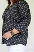 Black Jaipuri Hand Block Printed Cotton Shirt