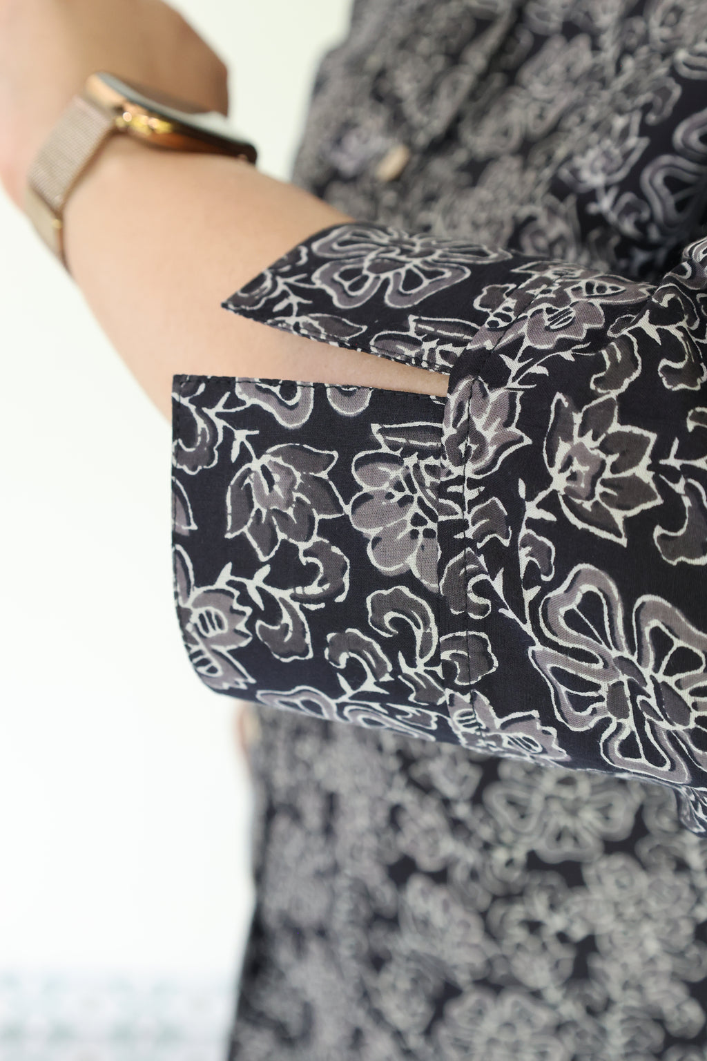 Black Jaipuri Hand Block Printed Floral Cotton Shirt
