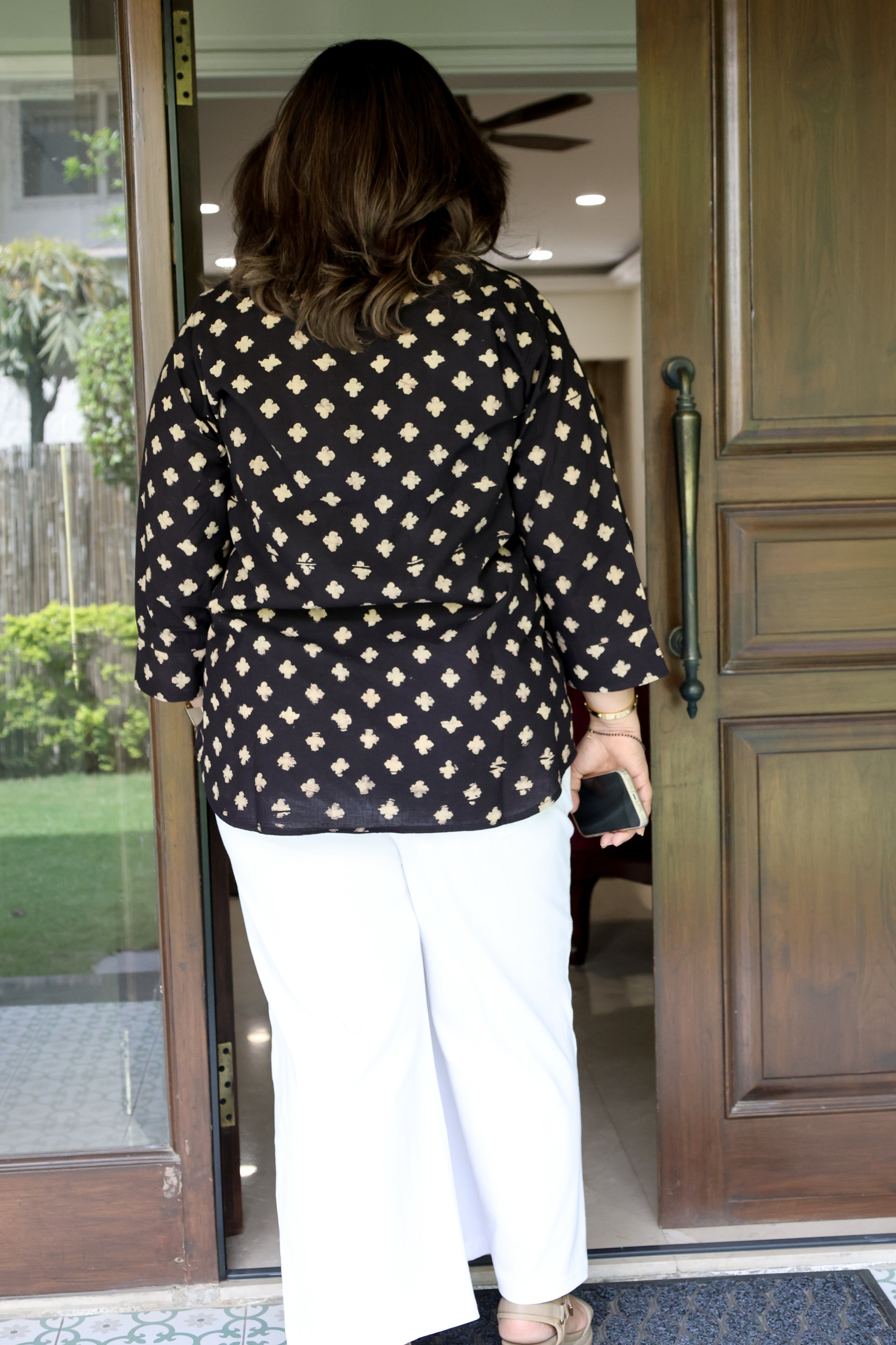 Black Ajrakh Hand Block Printed Cotton Shirt