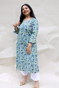 Light Blue Jaipuri Hand Block Printed Cotton Kurta