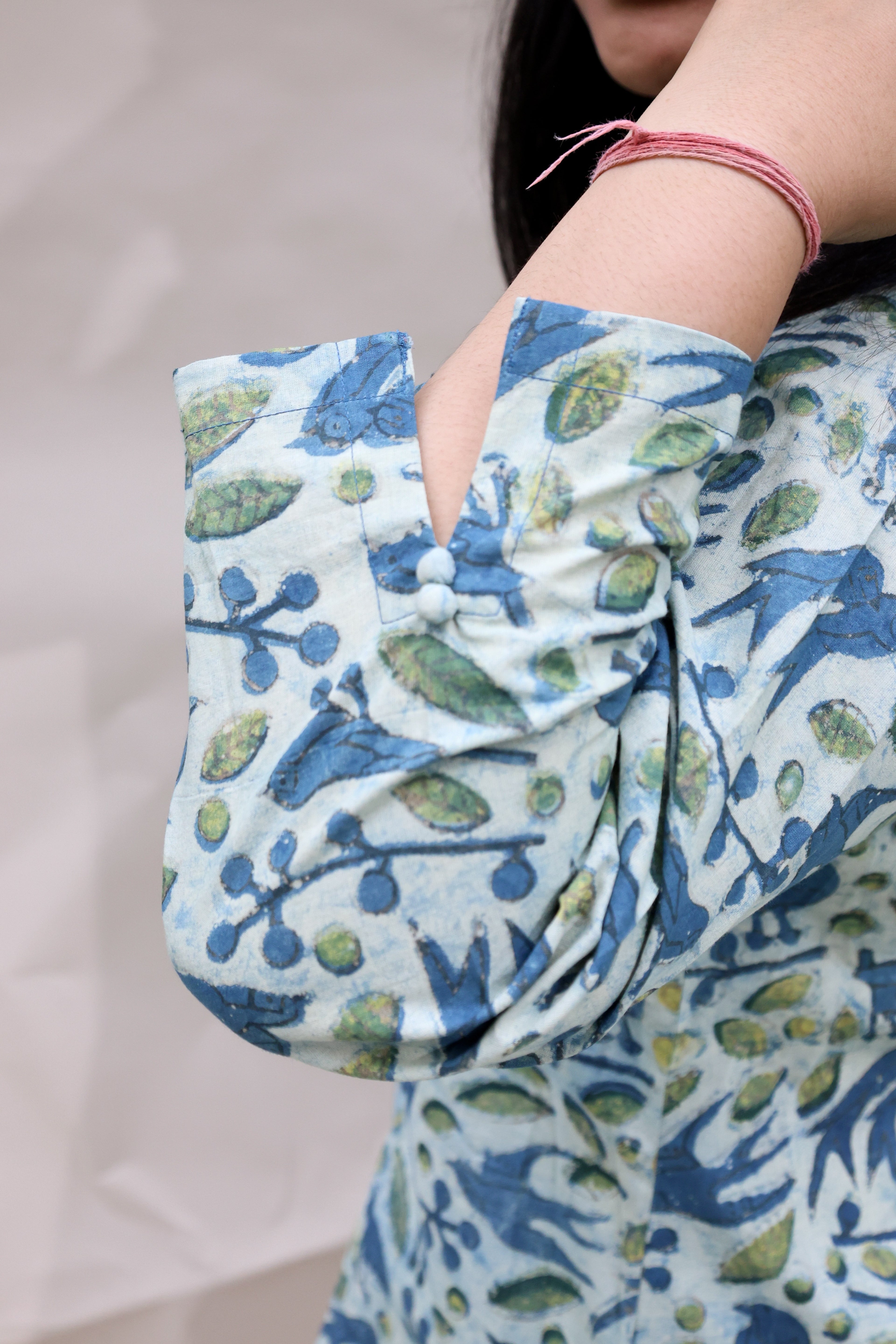 Light Blue Jaipuri Hand Block Printed Cotton Kurta