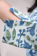 Light Blue Jaipuri Hand Block Printed Cotton Kurta