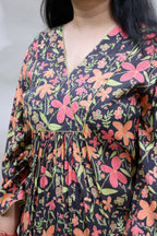 Pink & Green Floral Pure Muslin Top with Glaze Cotton Pants