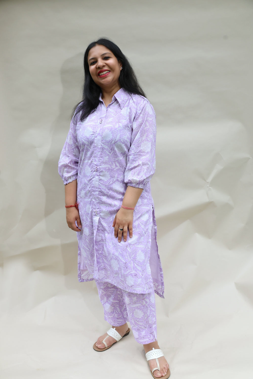 Purple Floral Jaipuri Cotton Co-ord Set