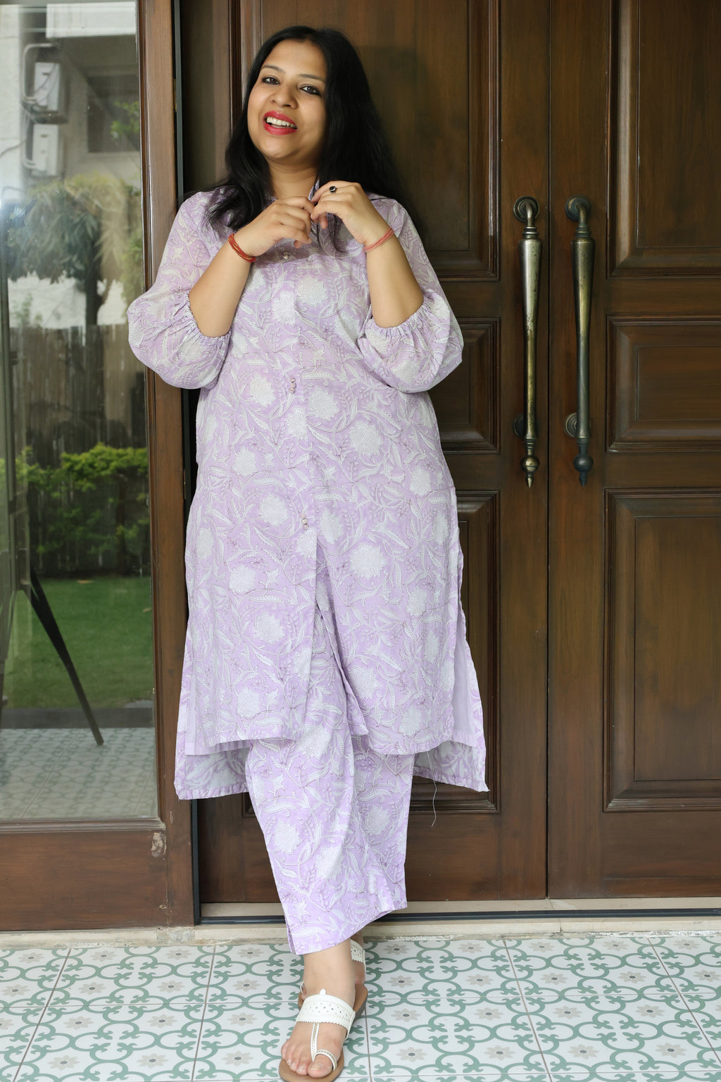Purple Floral Jaipuri Cotton Co-ord Set