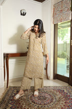 Beige Modal Cotton Hand Block Printed Set