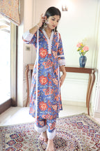 Blue Jaipuri Block Print 60x60 Cotton Co-ord Set