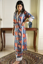 Blue Jaipuri Block Print 60x60 Cotton Co-ord Set