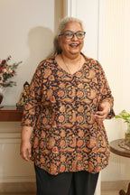Brown Kalamkari Hand Block Printed Shirt