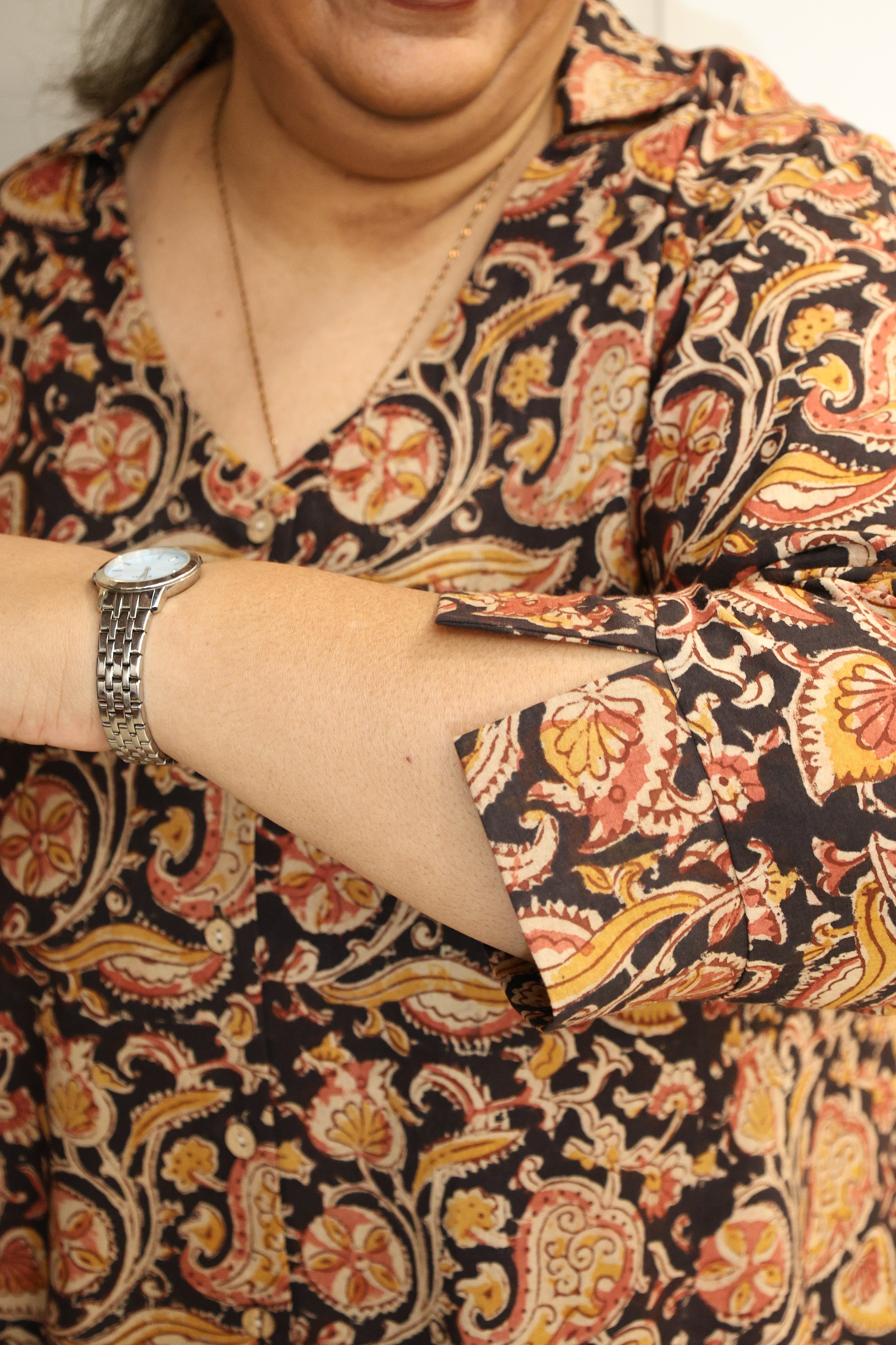 Brown Kalamkari Hand Block Printed Shirt