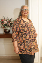 Brown Kalamkari Hand Block Printed Shirt