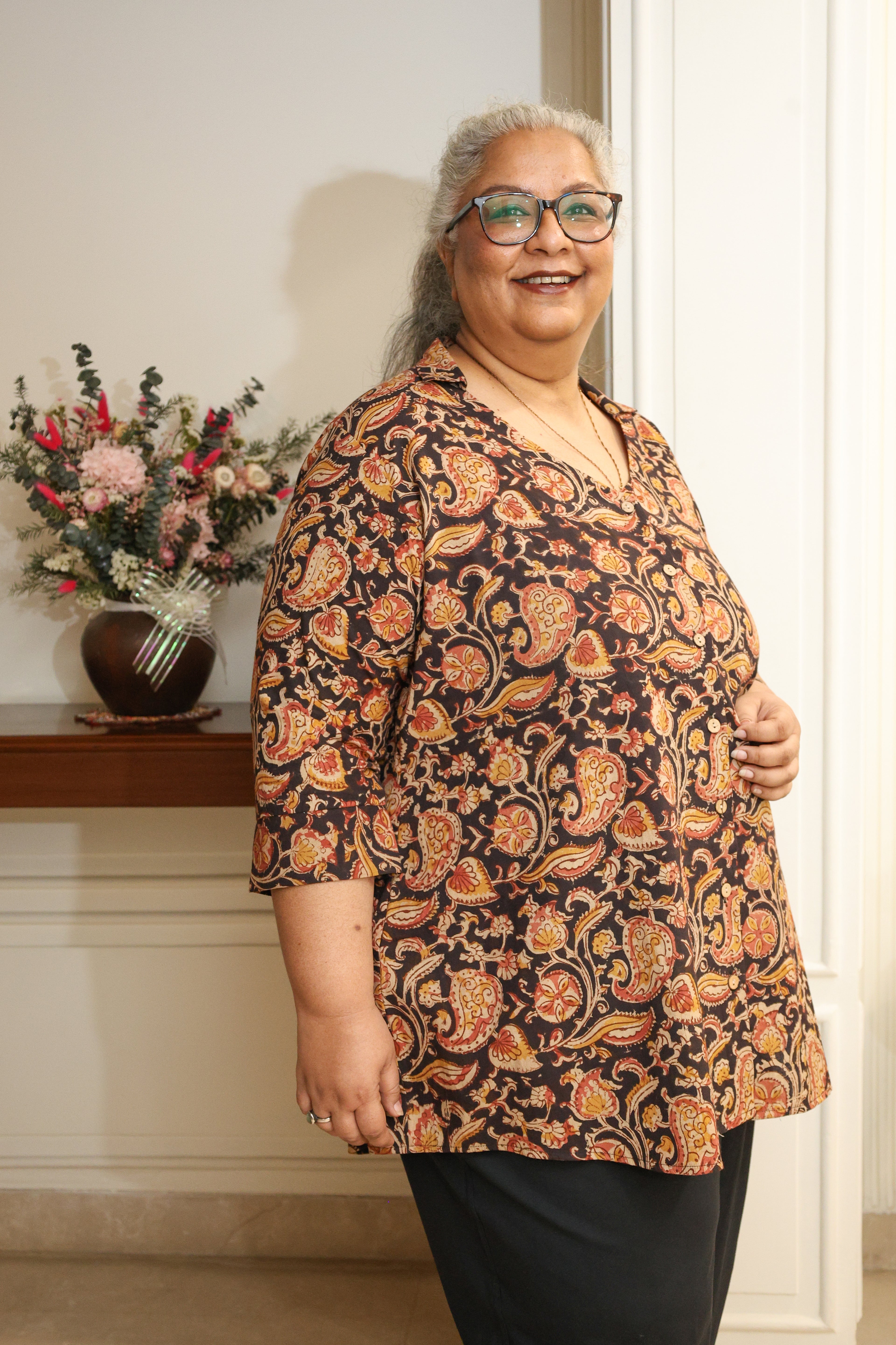 Brown Kalamkari Hand Block Printed Shirt