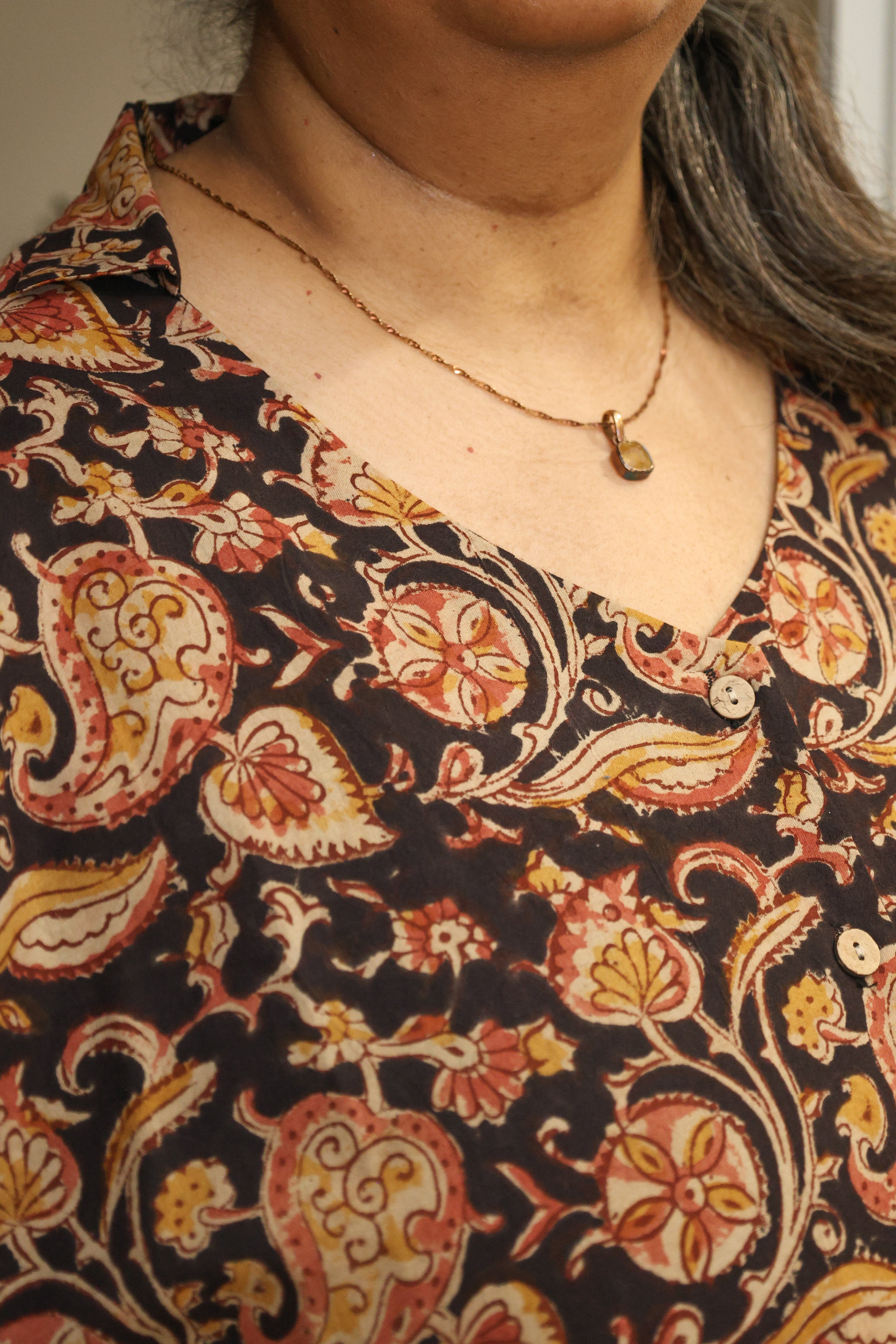Brown Kalamkari Hand Block Printed Shirt