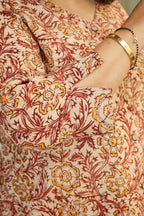 Peach Kalamkari Hand Block Printed Shirt