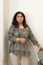 Black Kalamkari Hand Block Printed Shirt