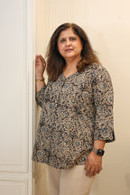 Black Kalamkari Hand Block Printed Shirt