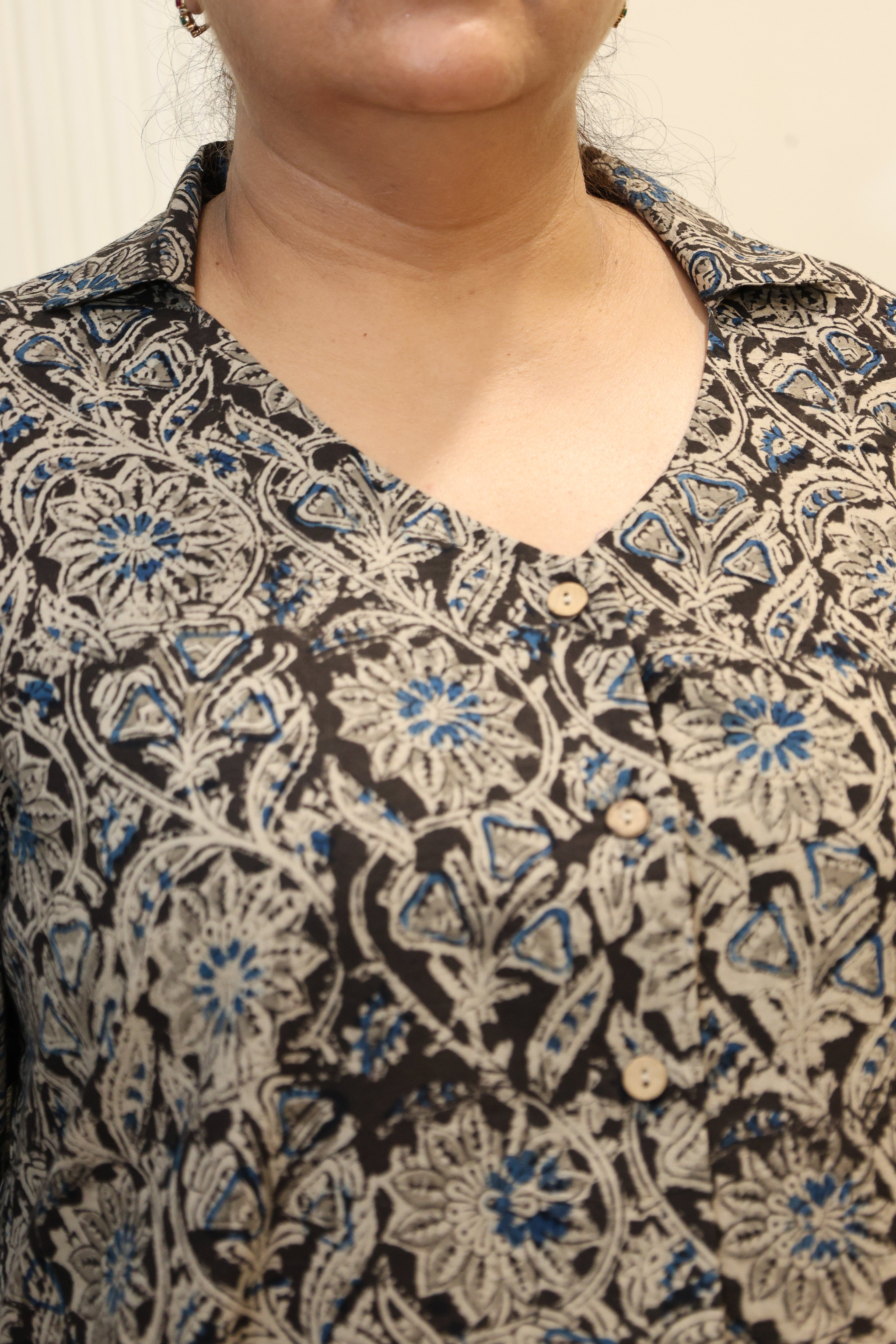 Black Kalamkari Hand Block Printed Shirt