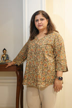 Mehendi Green Kalamkari Hand Block Printed Shirt