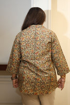 Mehendi Green Kalamkari Hand Block Printed Shirt