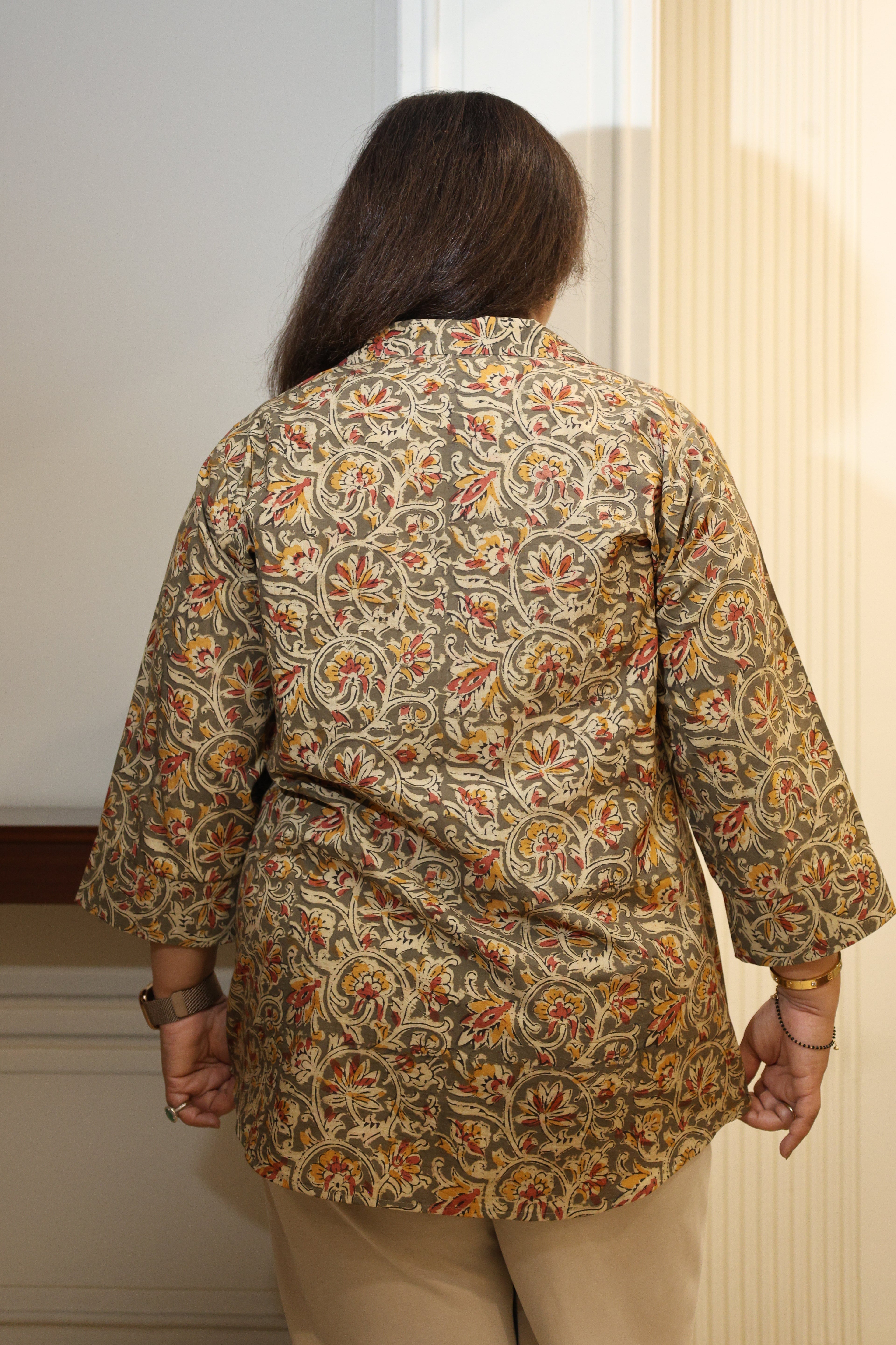 Mehendi Green Kalamkari Hand Block Printed Shirt