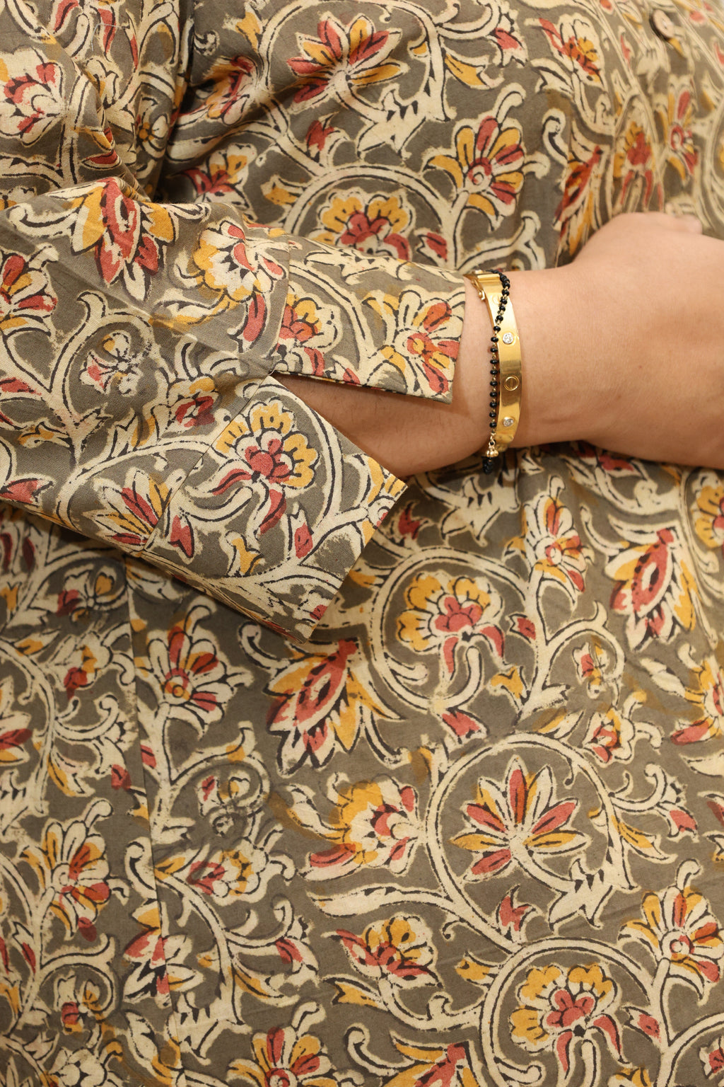 Mehendi Green Kalamkari Hand Block Printed Shirt