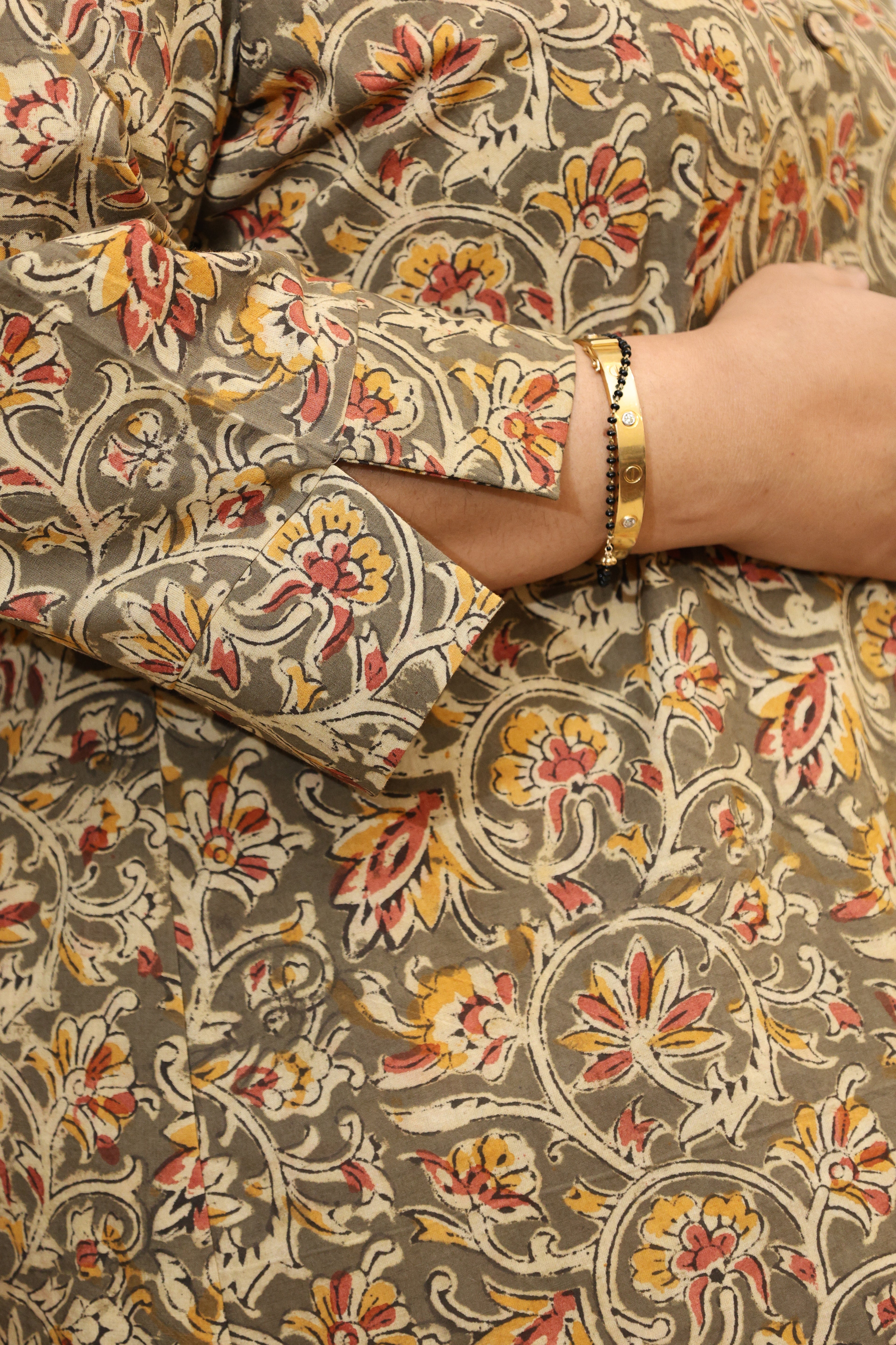 Mehendi Green Kalamkari Hand Block Printed Shirt