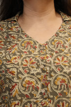 Mehendi Green Kalamkari Hand Block Printed Shirt