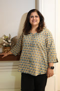 Light Green Floral Jaipuri Hand Block Printed Cotton Shirt