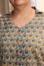 Light Green Floral Jaipuri Hand Block Printed Cotton Shirt