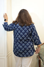Indigo Jaipuri Hand Block Printed Cotton Shirt