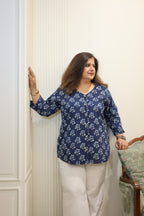 Indigo Jaipuri Hand Block Printed Cotton Shirt