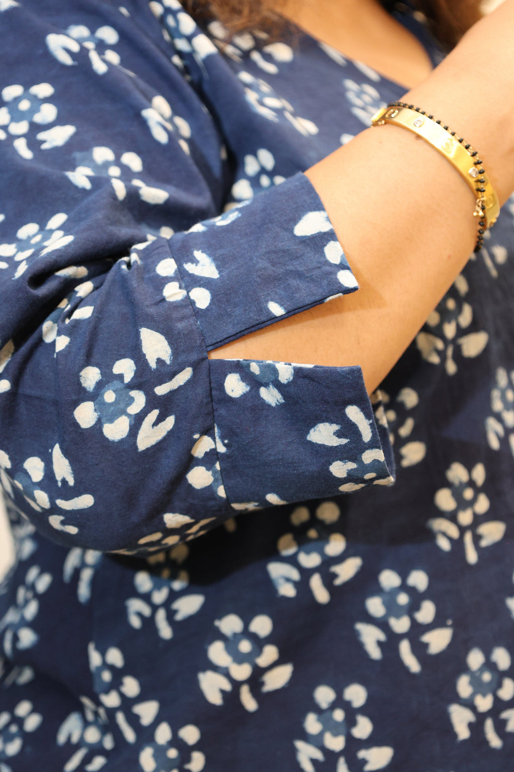 Indigo Jaipuri Hand Block Printed Cotton Shirt