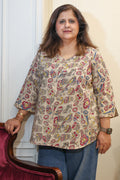 Beige Kalamkari Hand Block Printed Shirt