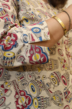 Beige Kalamkari Hand Block Printed Shirt