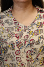 Beige Kalamkari Hand Block Printed Shirt