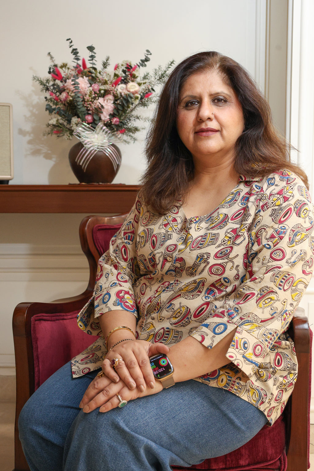 Beige Kalamkari Hand Block Printed Shirt