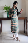 Green Floral Jaipuri 2 Piece Set with Kota Doria Dupatta