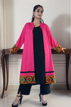 Pink Cotton Jacket with Traditional Gujarati Handwork
